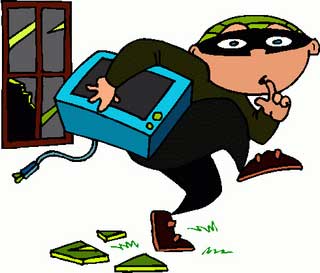 illustration of burglar with tv